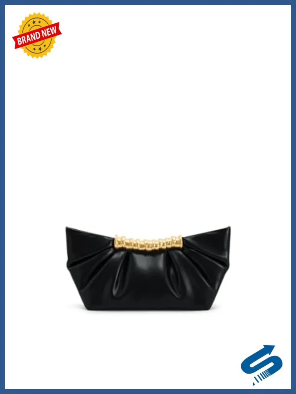 Vegan Leather Pleated Clutch Crossbody Detachable Strap